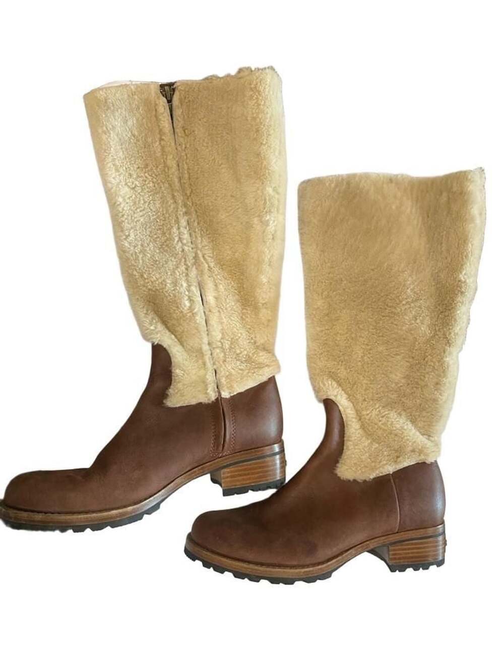 Ugg Chrystie Shearling Tall Riding Boots Size 7 Brown Leather